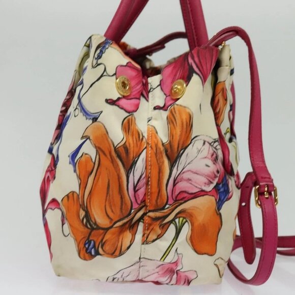 PRADA Hand Bag Nylon 2way White Gold Auth 141530 - Picture 6 of 16